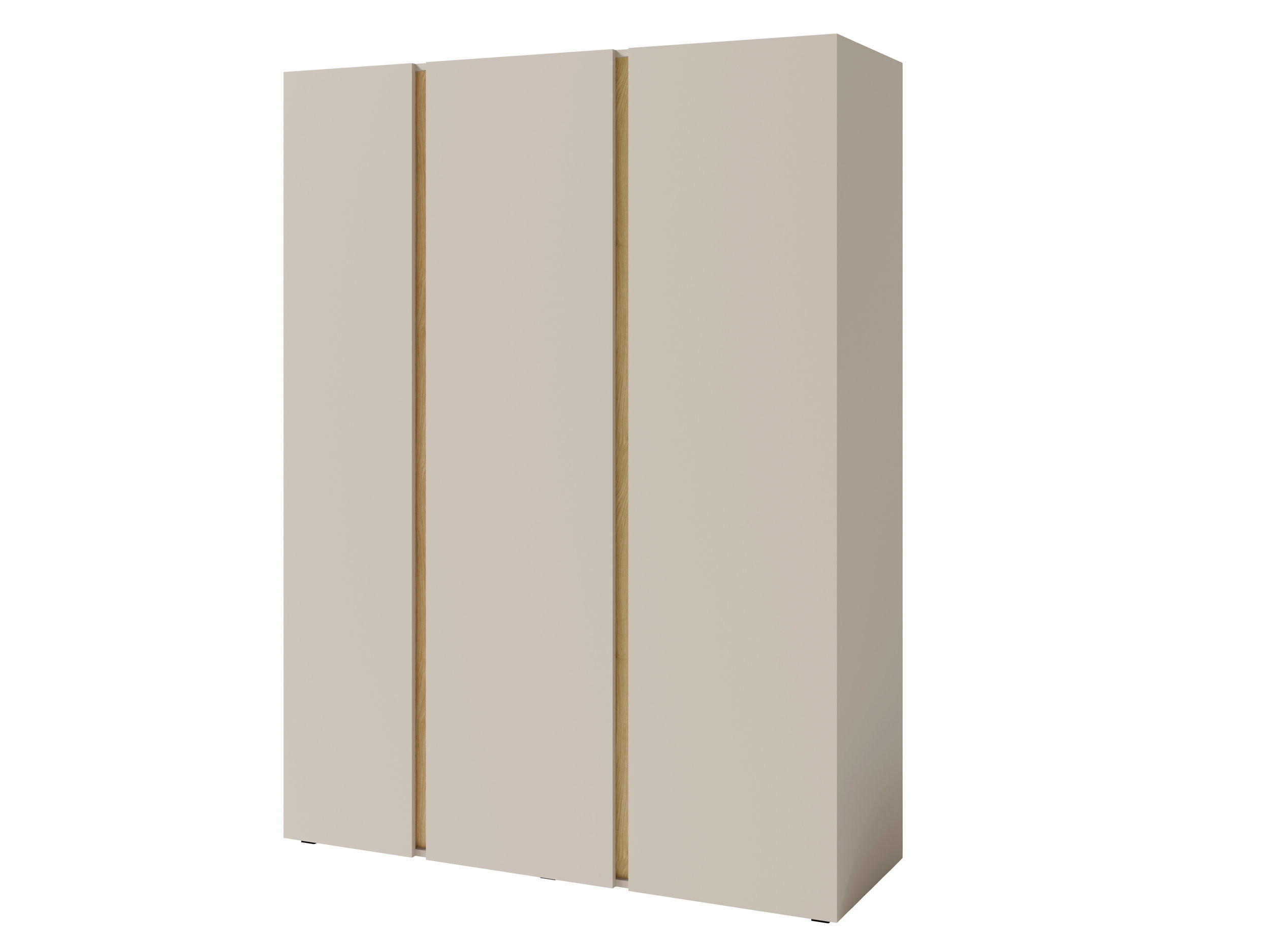 DREHTÜRENSCHRANK MURO 145/195/50cm 3-türig mit Spiegel Beige - Beige, Holzwerkstoff (145/195/50cm) - MASSENO