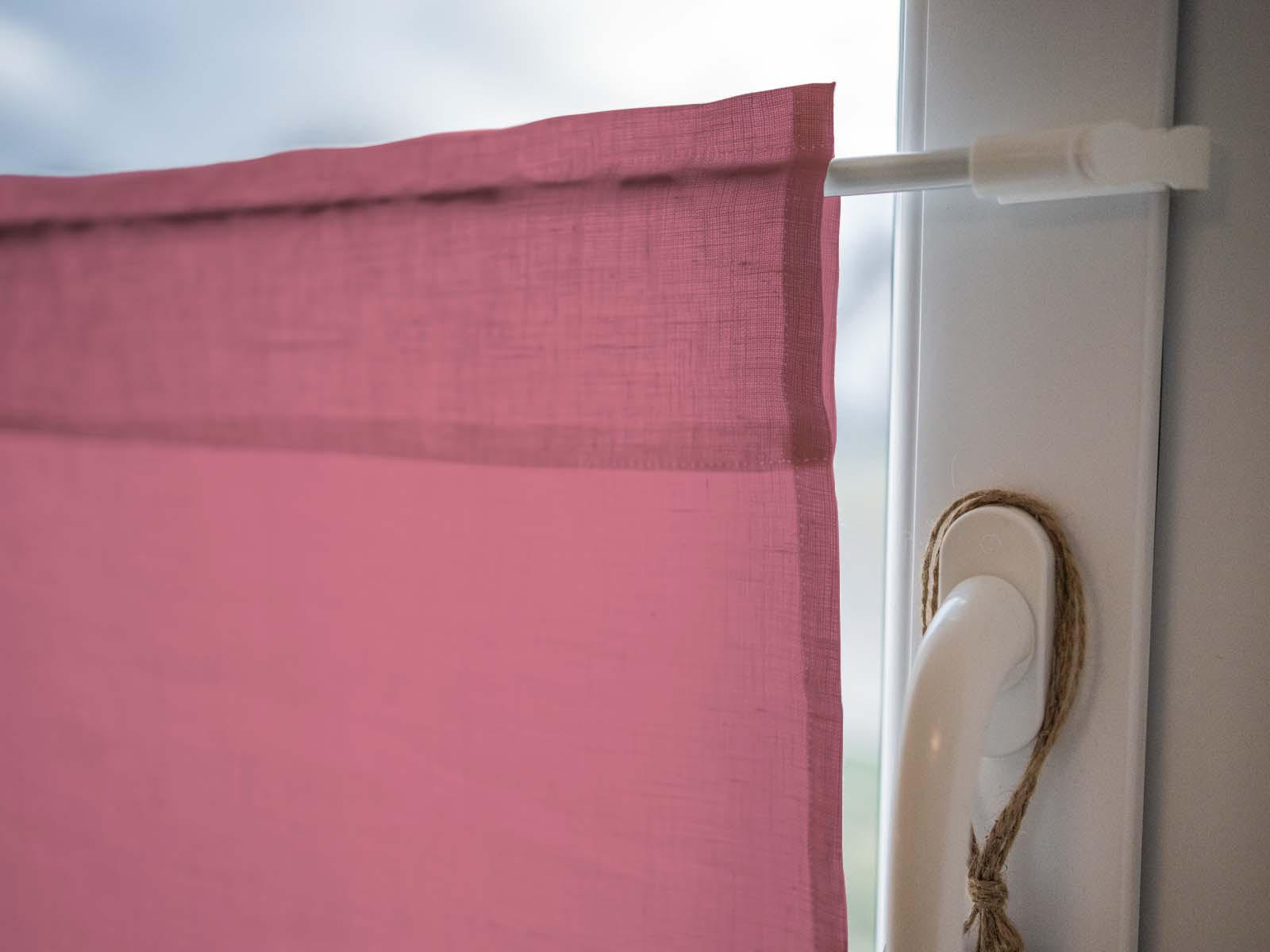 SCHEIBENGARDINE reines Leinen rose-de provence 85/45 cm - Altrosa, Naturmaterialien (45/85cm) - beties Heimtextil