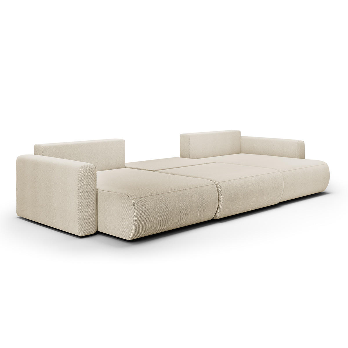 PANORAMASOFA Evy 4 Sitzplätze Beige - Beige, Holz (340/82/149cm) - Petits-meubles