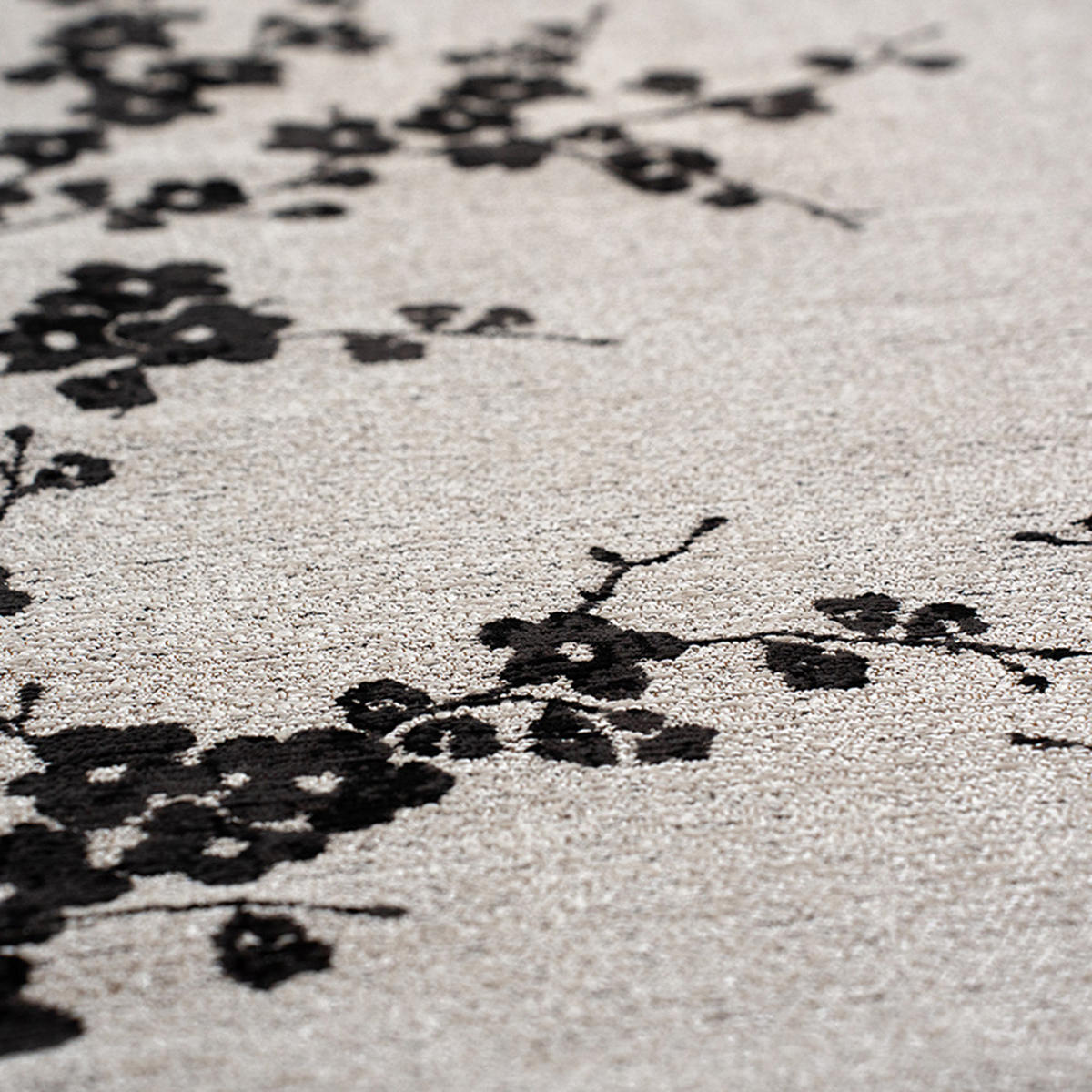 TEPPICH Night Snow Sakura 240/240 cm - Schwarz, Kunststoff/Textil (240/240cm) - Louis De Poortere