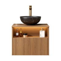 WASCHTISCH Braun-Eiche 60/46/61 cm - Schwarz, Holz (60/60.8/46cm) - PANGIVO