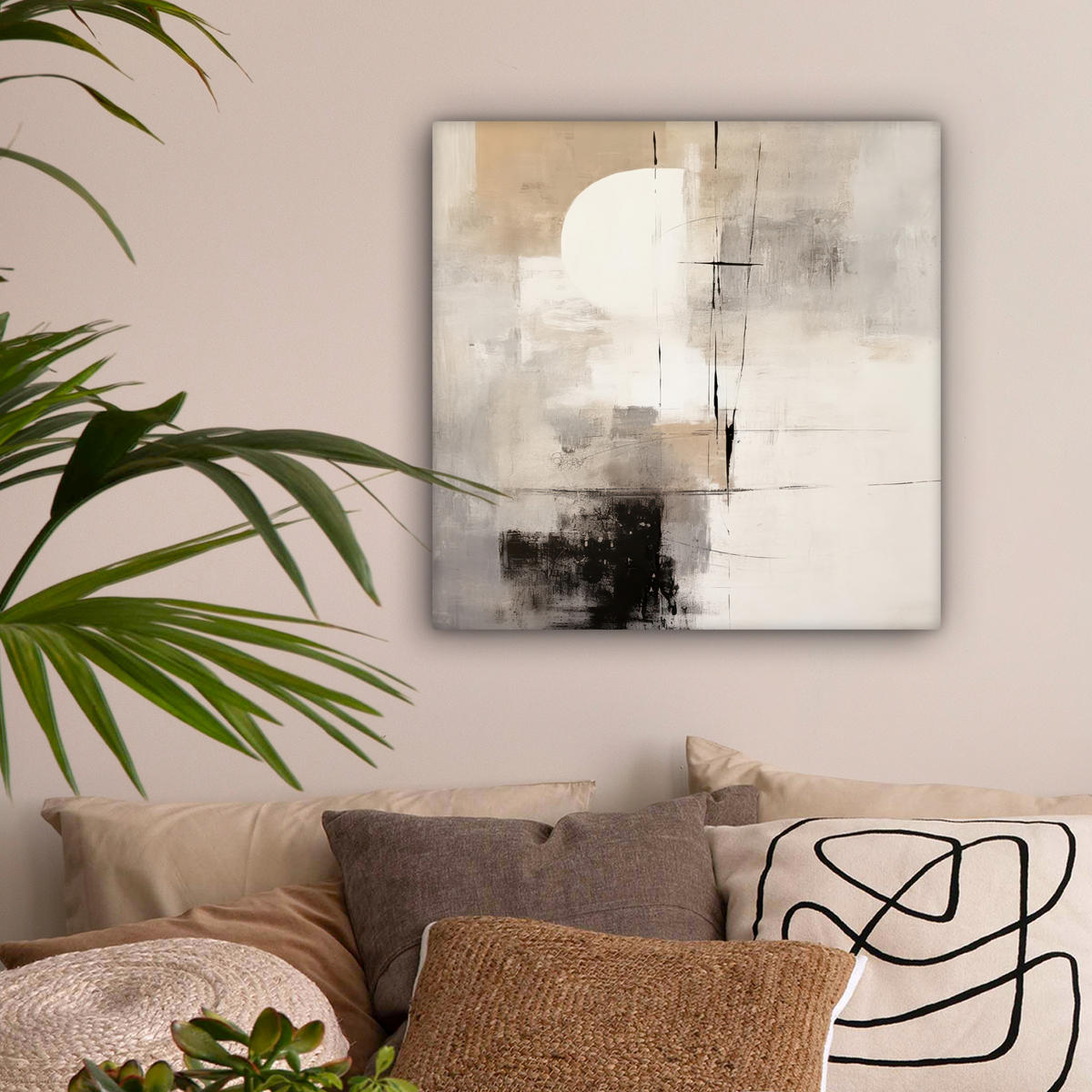 LEINWANDBILD Abstrakt - Kunst - Grau Wandbild Wohnzimmer 50x50 cm - Hellgrau, Textil (50/50cm) - MuchoWow