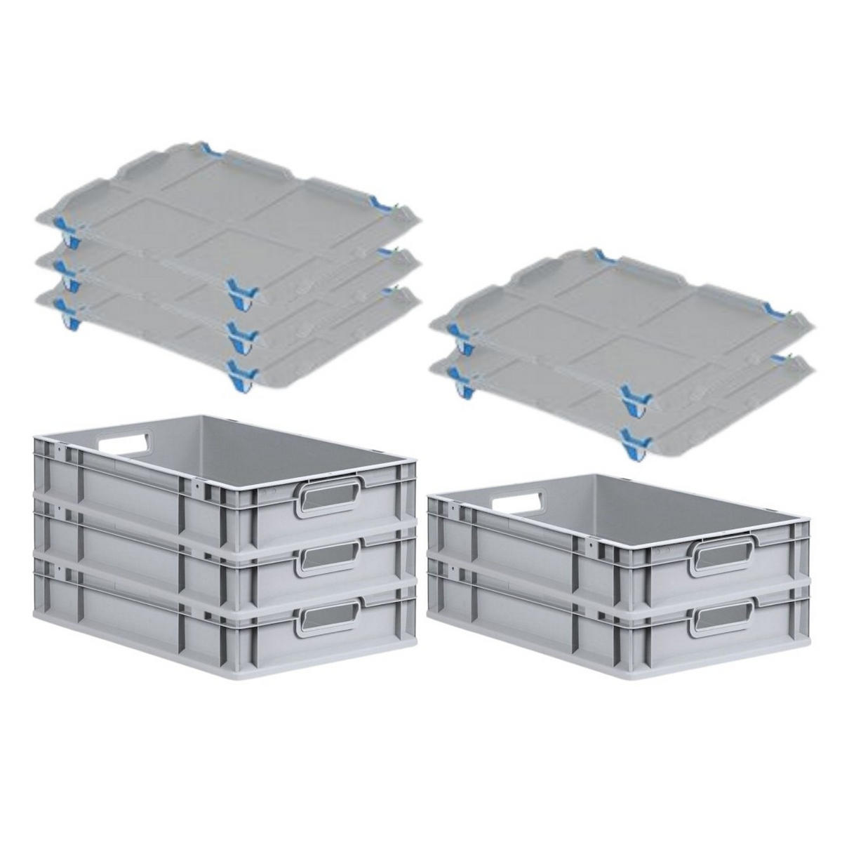 EUROBOX 5x Nextgen Economy Mit Auflagedeckel Grau/Blau Griffe Offen 23 Liter - Blau, Kunststoff (40/12/60cm) - PROREGAL