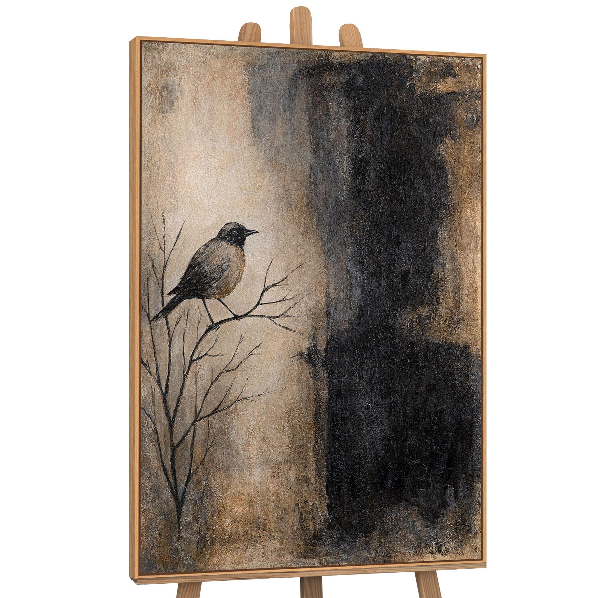 GEMÄLDE Ast und Schatten Schattenfugenrahmen Eichefarben 120x80 cm - Eichefarben, Holz (120/80cm) - YS-art gallery