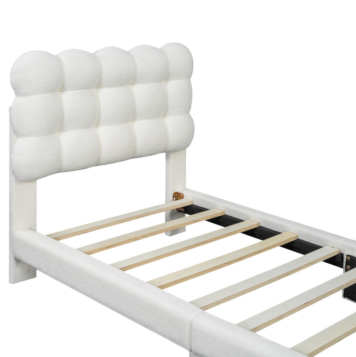 POLSTERBETT 90/200 cm mit 3-fach verstellbarem Kopfteil und Plüschbezug, Weiß - Weiß, Textil (90/200cm) - Redom