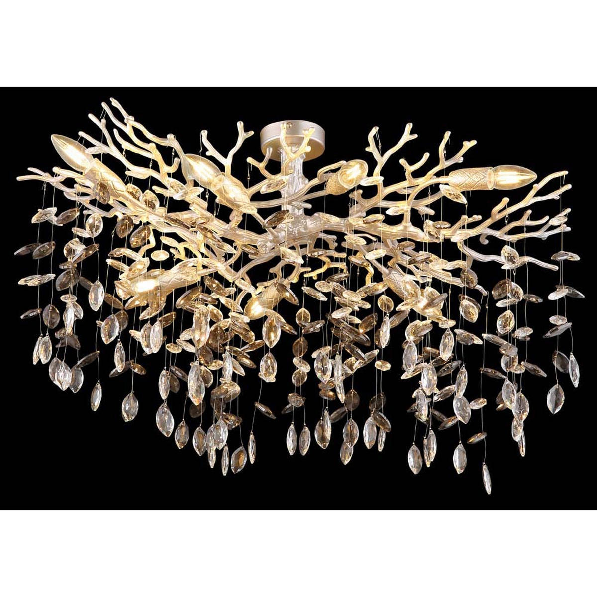 DECKENLEUCHTE Metall Silber, Glaskristalle Rauchfarben - Silberfarben, Glas (85/50/50cm) - Globo Lighting