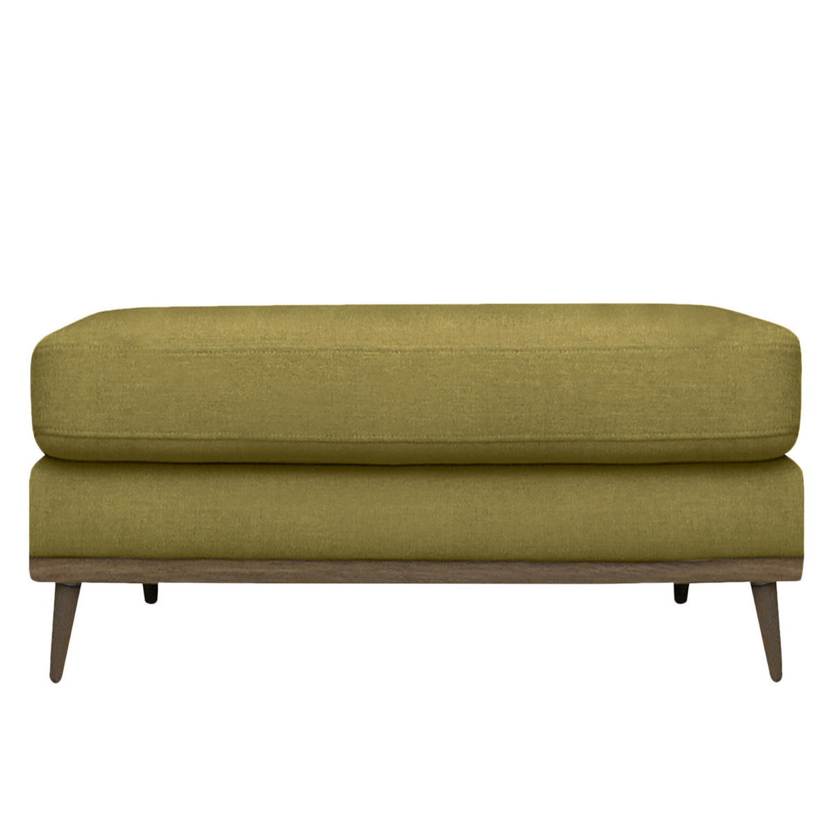 POLSTERHOCKER - Eichefarben/Olivgrün, Eichenholz/Textil (85/43/60cm) - home24