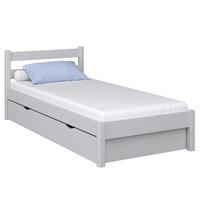 BETT mit Schublade N01 Grau 80/190 - Grau, Naturmaterialien/Holz (80/190cm) - N-Wood