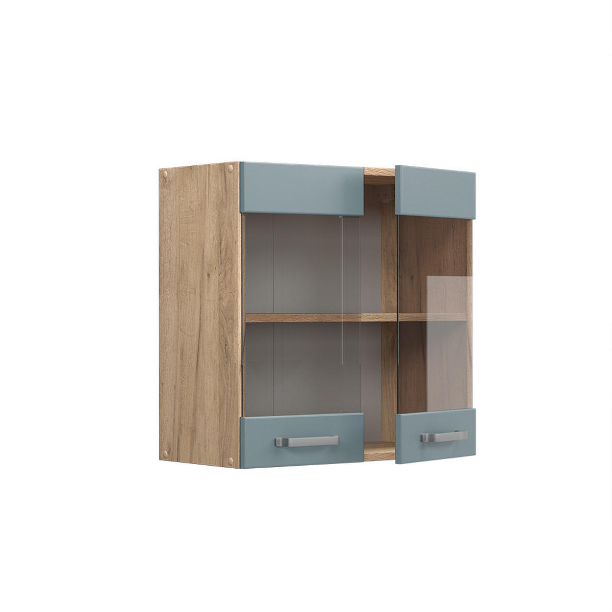 KÜCHENGLASSCHRANK R-Line Blau-Grau 60 cm - Honigeiche/Eiche Wotan, Holzwerkstoff (60/60/31cm) - Vicco