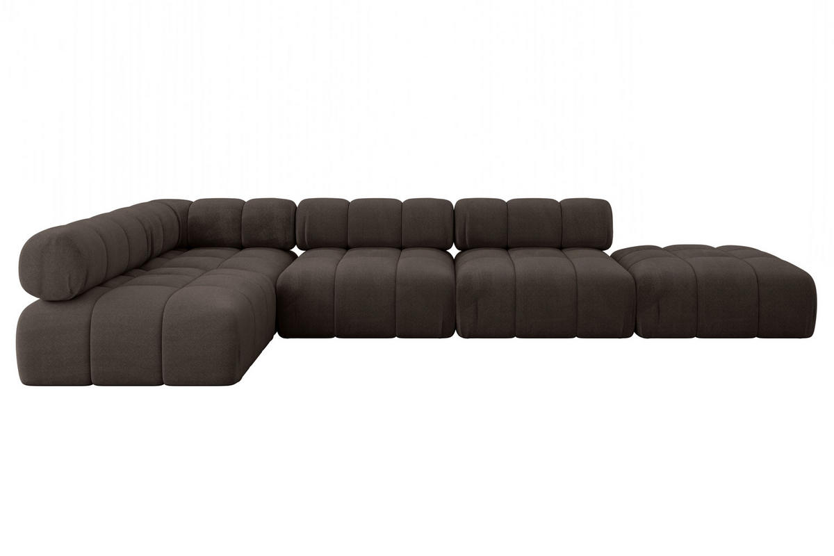 ECKSOFA modulares Sofa Favio-L2 - 380x190x70 cm Braun Velours - Braun, Holzwerkstoff/Textil (380/190cm) - ALTDECOR