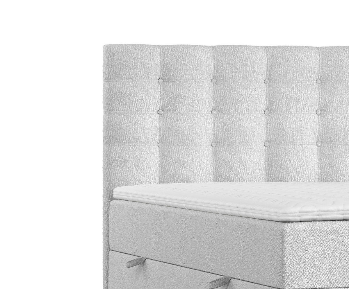 BOXBETT Sansa Hellgrau 160/200 cm mit Taschenmatratze und Topper - Hellgrau/Schwarz, Holz/Holzwerkstoff (160/200cm) - Maison de Reve