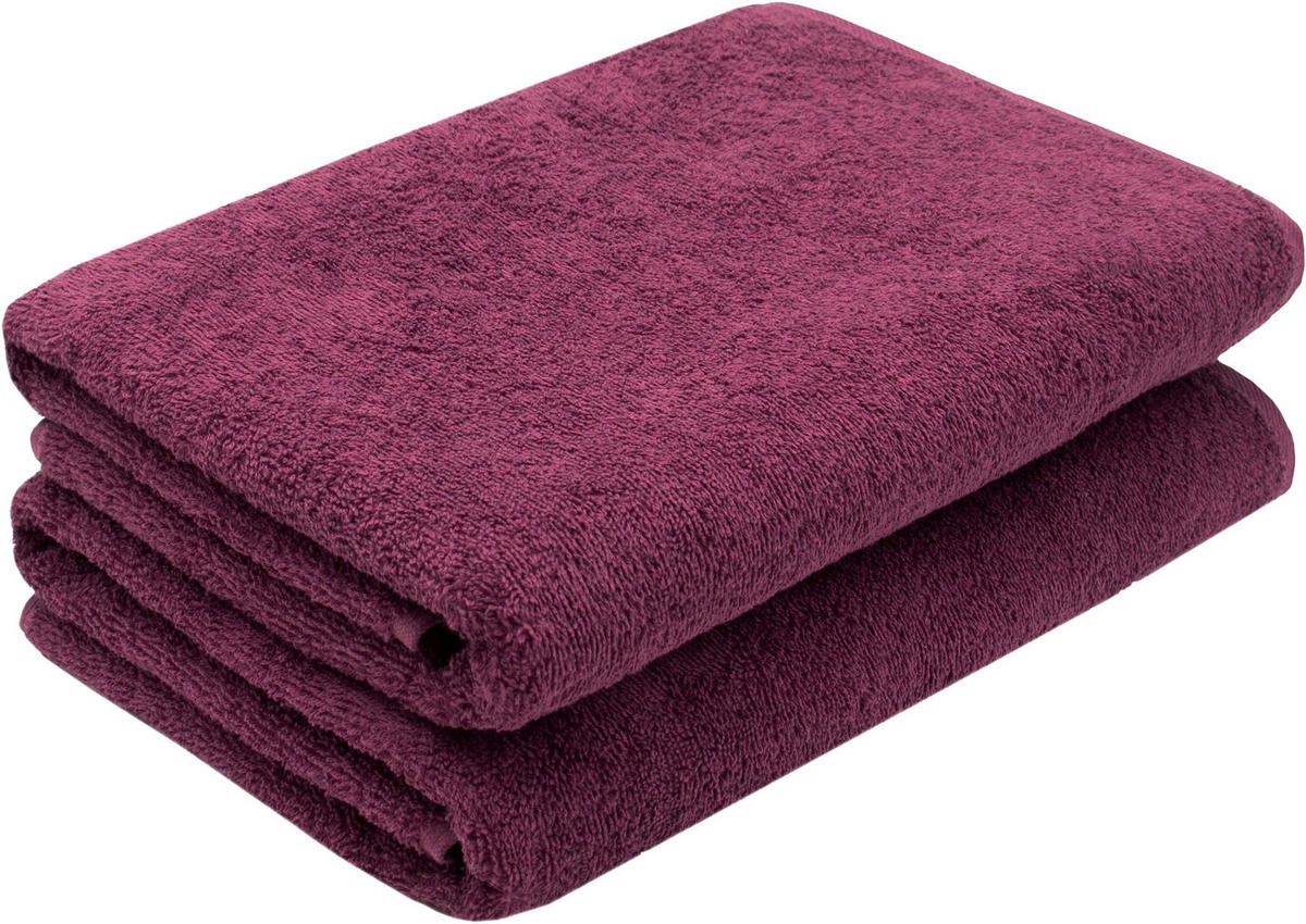 DUSCHTÜCHER, 2er-Set, 70x140 cm, 100% Baumwolle, Rot - Brombeere, Textil (70/140cm) - Zollner