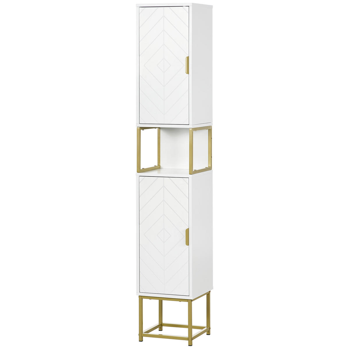 HOCHSCHRANK DE-12367 30/30/171 cm Weiß/Gold - Weiß, Holzwerkstoff (30/170.7/30cm) - ComfortXL