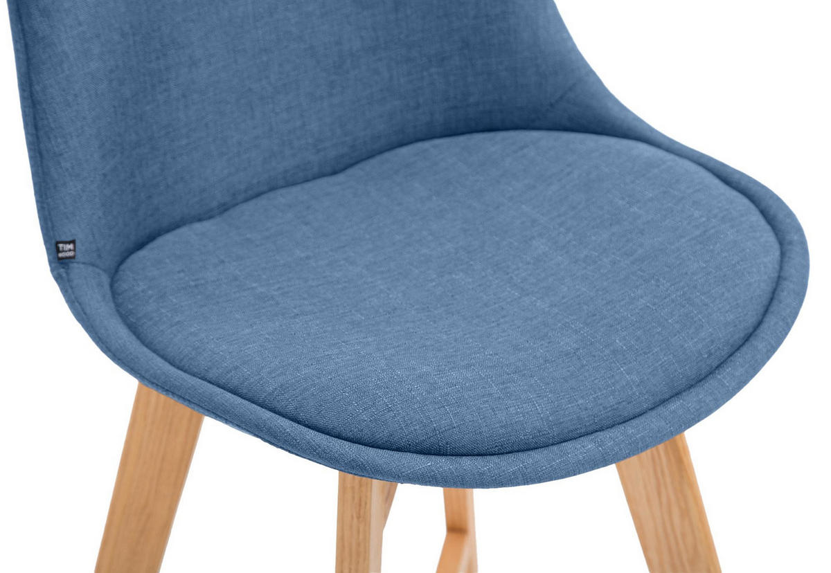 BARHOCKER 2er Set Stoff Blau - Blau/Eukalyptusholzfarben, Holz/Textil (48/112/56cm) - CLP