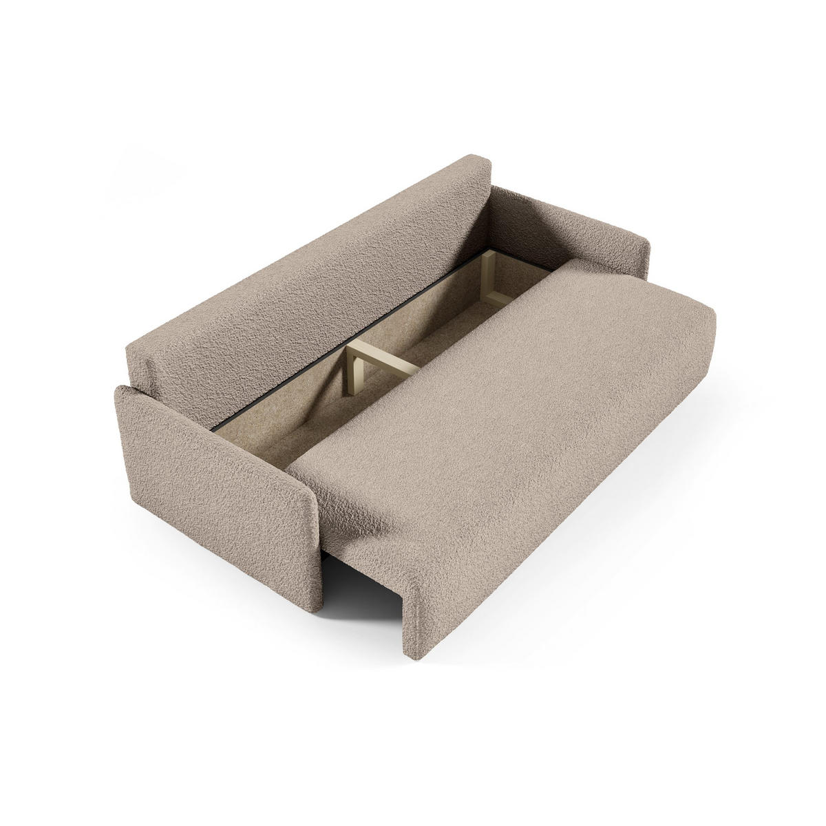 SOFA aus Bouclé-Stoff Femmo 4 Sitzer, Beige - Hellbraun, Textil (86/91/205cm) - Fedve