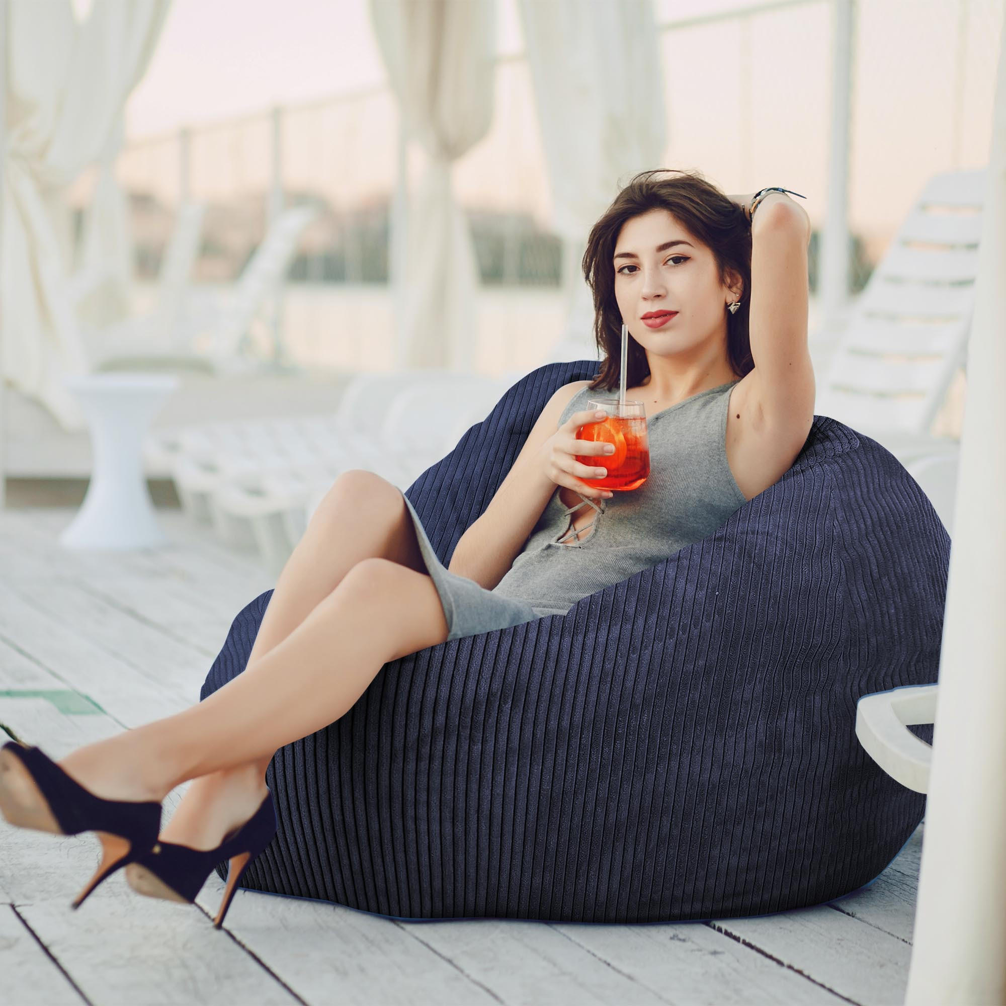 Thumbnail - Dreamroots Sitzsack, Dunkelblau, Blau, Textil, 80x120x80 cm, Oeko-Tex® Standard 100, Wohnzimmer, Hocker, Sitzsäcke, XXL ...