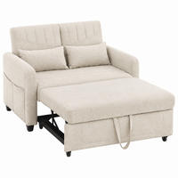 SOFABETT mit Schlaffunktion 166x95 cm Baumwoll-Leinen Beige - Beige, Metall (77/82.5/114cm) - Meubliv