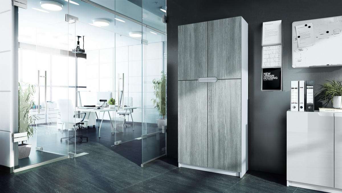 BÜROSCHRANK Logan Fronten in Avola-Anthrazit - Anthrazit, Holzwerkstoff (82/185/37cm) - Vladon