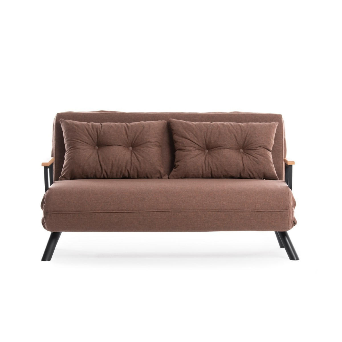 SCHLAFSOFA für 2 Personen mit Stoffbezug und Metallfüßen 133/50/41 cm - Braun, Metall (50/41/133cm) - Calicosy