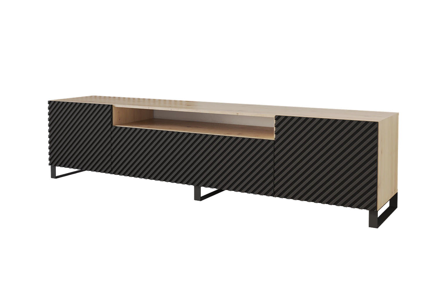 Altdecor Lowboard Schwarz, Hellbraun 200x53x41 cm