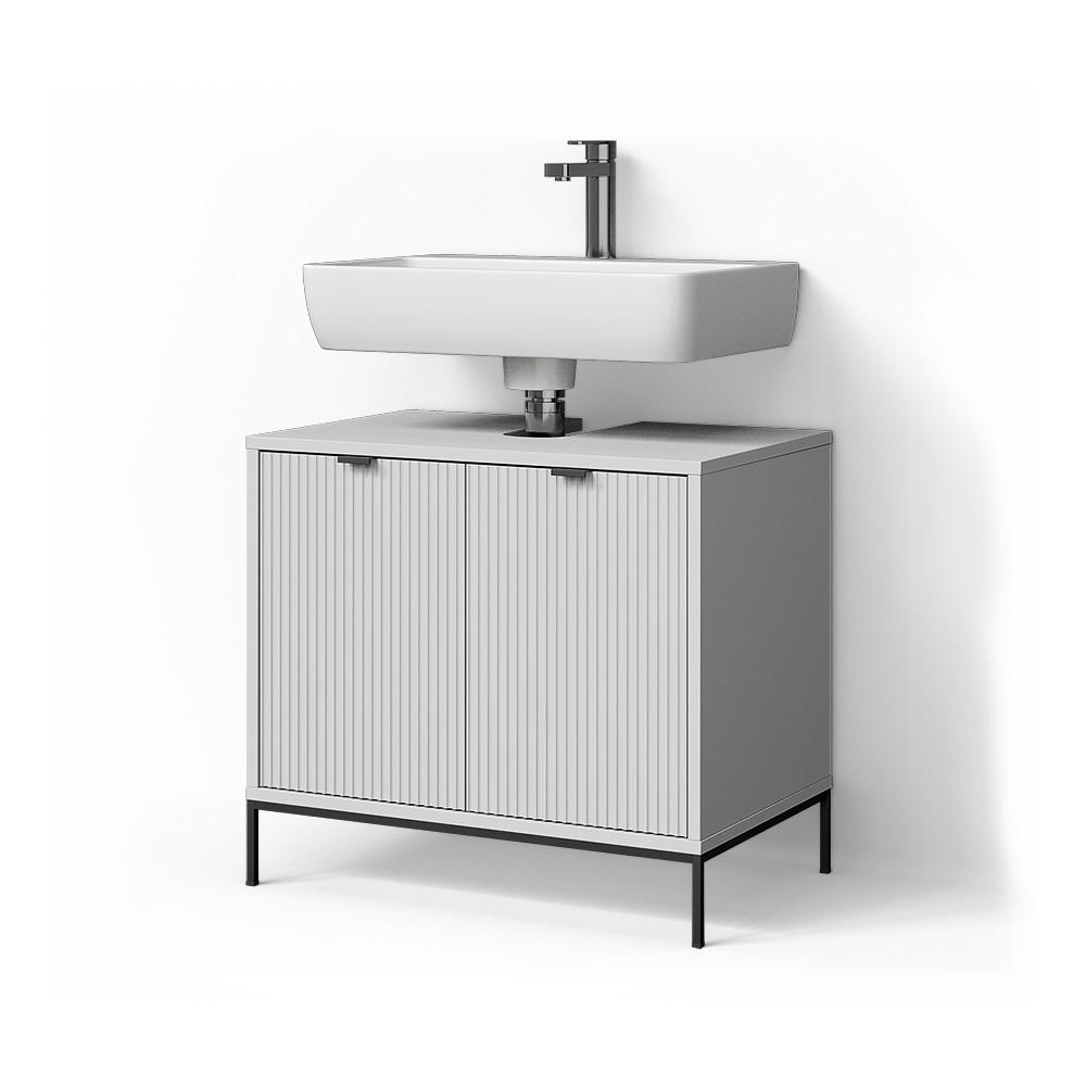 WASCHTISCHUNTERSCHRANK ATERNO Weiß 70 x 63 cm mit 2 Türen - Weiß, Holzwerkstoff (70/63/45.1cm) - Livinity®
