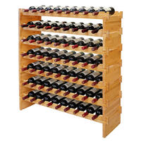 WEINREGAL Natur Bambus stapelbar 63 Flaschen - Hellbraun, Holz (85/94/25.5cm) - Relaxdays