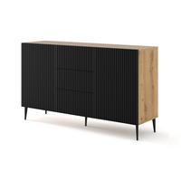 KOMMODE Artisan Eiche, Schwarz, Schwarz 150/87/42 - Schwarz, Holzwerkstoff (150/87/42cm) - RAUMHIRSCH FURNITURE