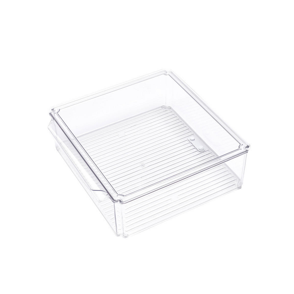 KÜHLSCHRANKORGANIZER-SET 10er-Set 3 Größe PET in Küchen in Kühlschrank stapelbar transparente Frischhaltedosen mit Deckel 12,3/7,5/7 cm - Weiß, Glas/Holz (30/9.8/30cm) - Livingandhome