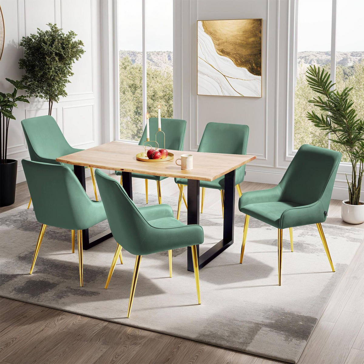 POLSTERSTUHL 2er Set Avane 52 x 61 x 89 cm grün - Grün, Textil (52/89/61cm) - tectake