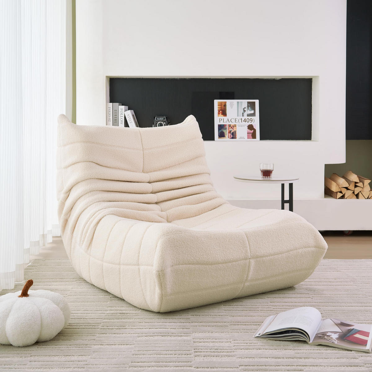 LIEGESESSEL 85/110/79 cm Beige Ergonomische Unterstützung für Schlafzimmer Wohnzimmer - Beige, Textil (110/79/85cm) - OKWISH