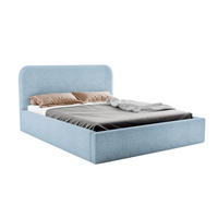 POLSTERBETT LAVINO 180x200 mit Bettkasten & Metallgestell – Bouclé Stoff MONTE Hellblau - Hellblau, Textil (180/200cm) - Luxkor24