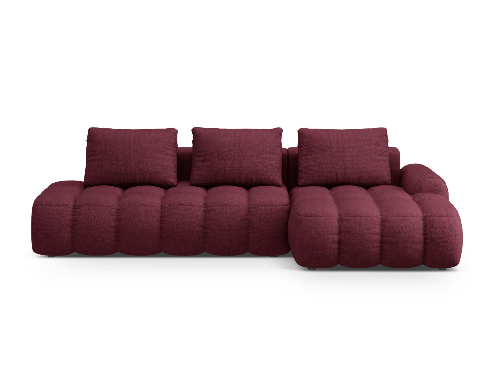 AUSKLAPPBARES-ECKSOFA rechts mit Container Linz aus strukturiertem Stoff burgundfarben 3 Sitzplätze - Bordeaux, Textil (142/275cm) - Cosmopolitan Design