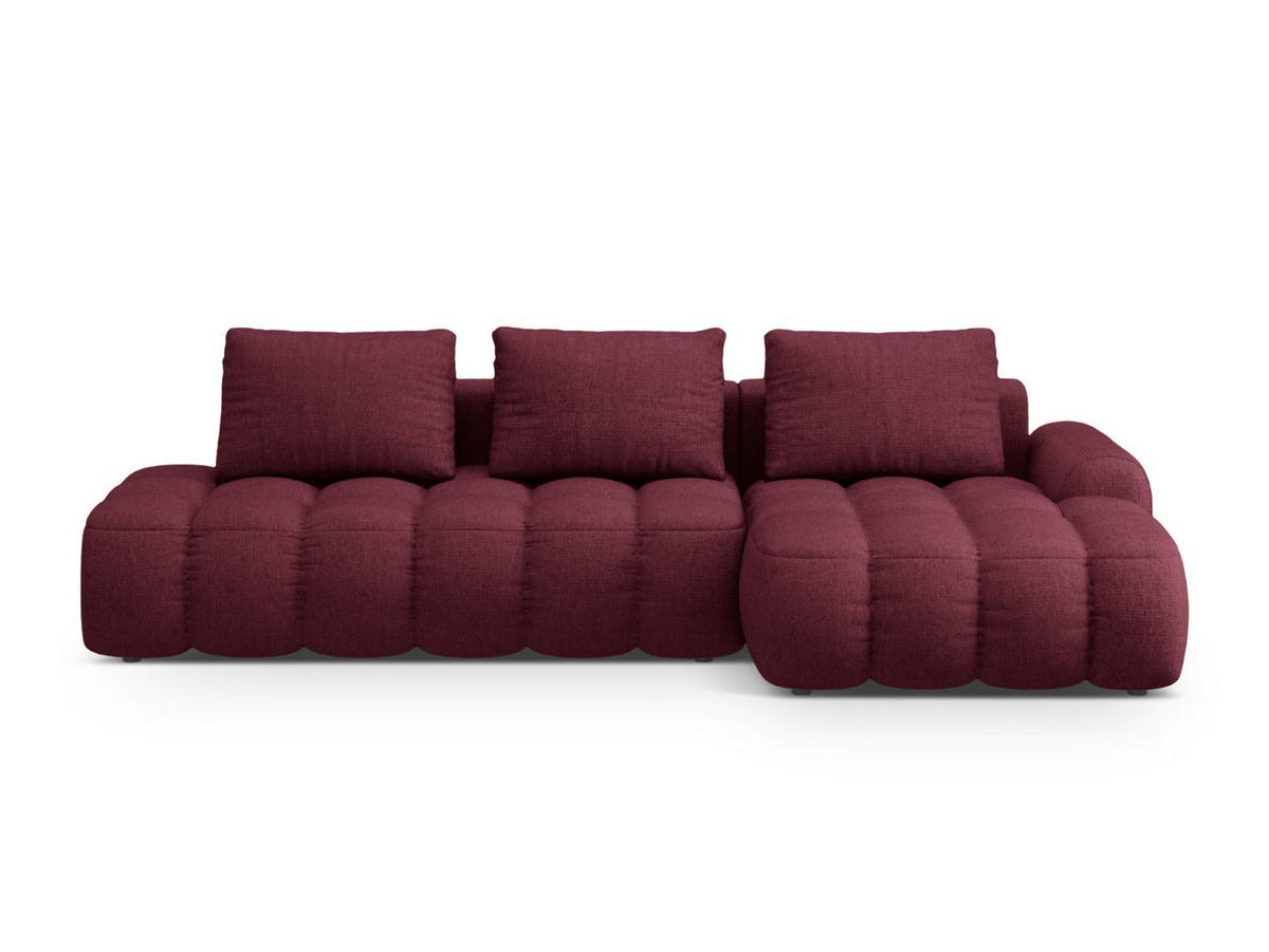 AUSKLAPPBARES-ECKSOFA rechts mit Container Linz aus strukturiertem Stoff burgundfarben 3 Sitzplätze - Bordeaux, Textil (142/275cm) - Cosmopolitan Design