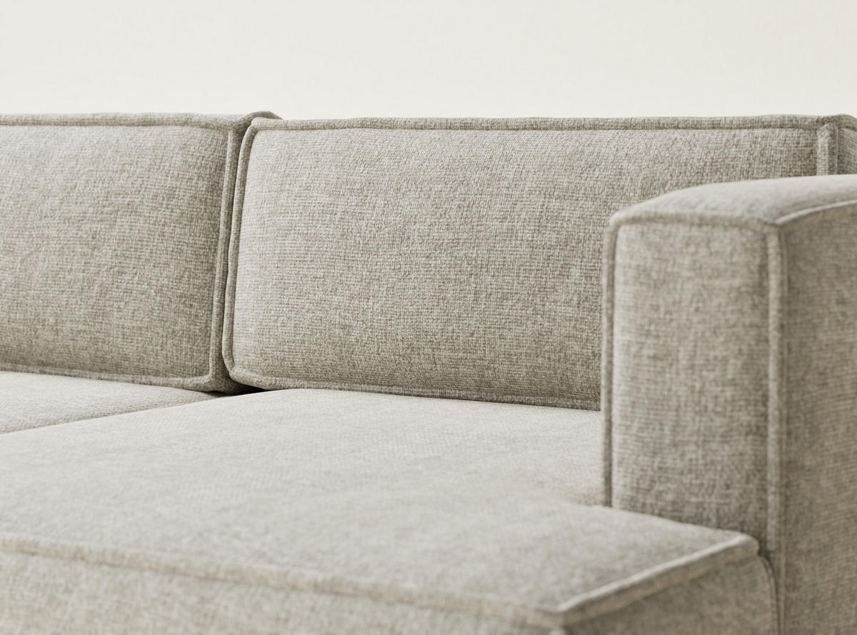 ECKSOFA MIT SCHLAFFUNKTION Velto Beige Chenille-Stoff - Beige/Schwarz, Holz/Holzwerkstoff (250/152cm) - Maison de Reve