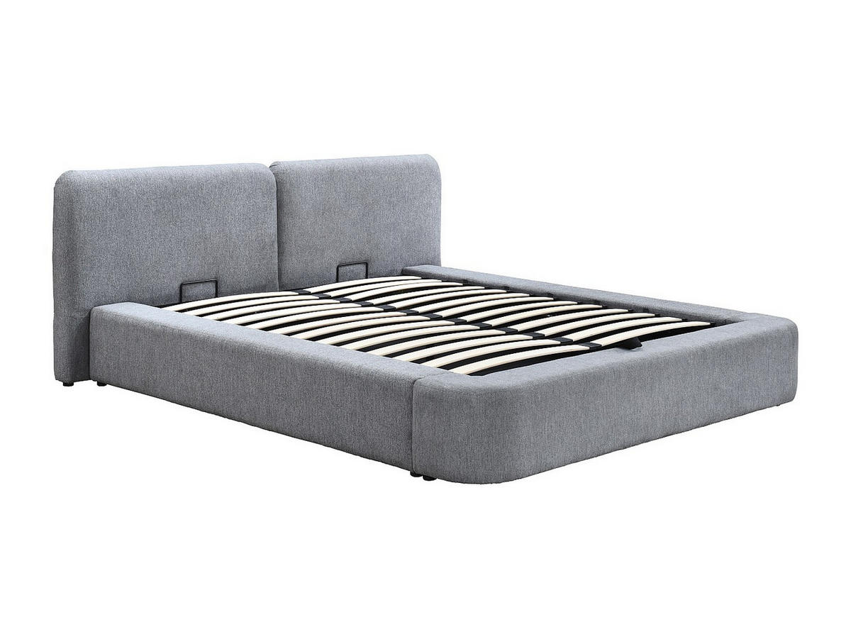 BETT mit Bettkasten - 2 Personen - Stoff - Grau - Grau, Textil (140/190cm) - Vente-Unique