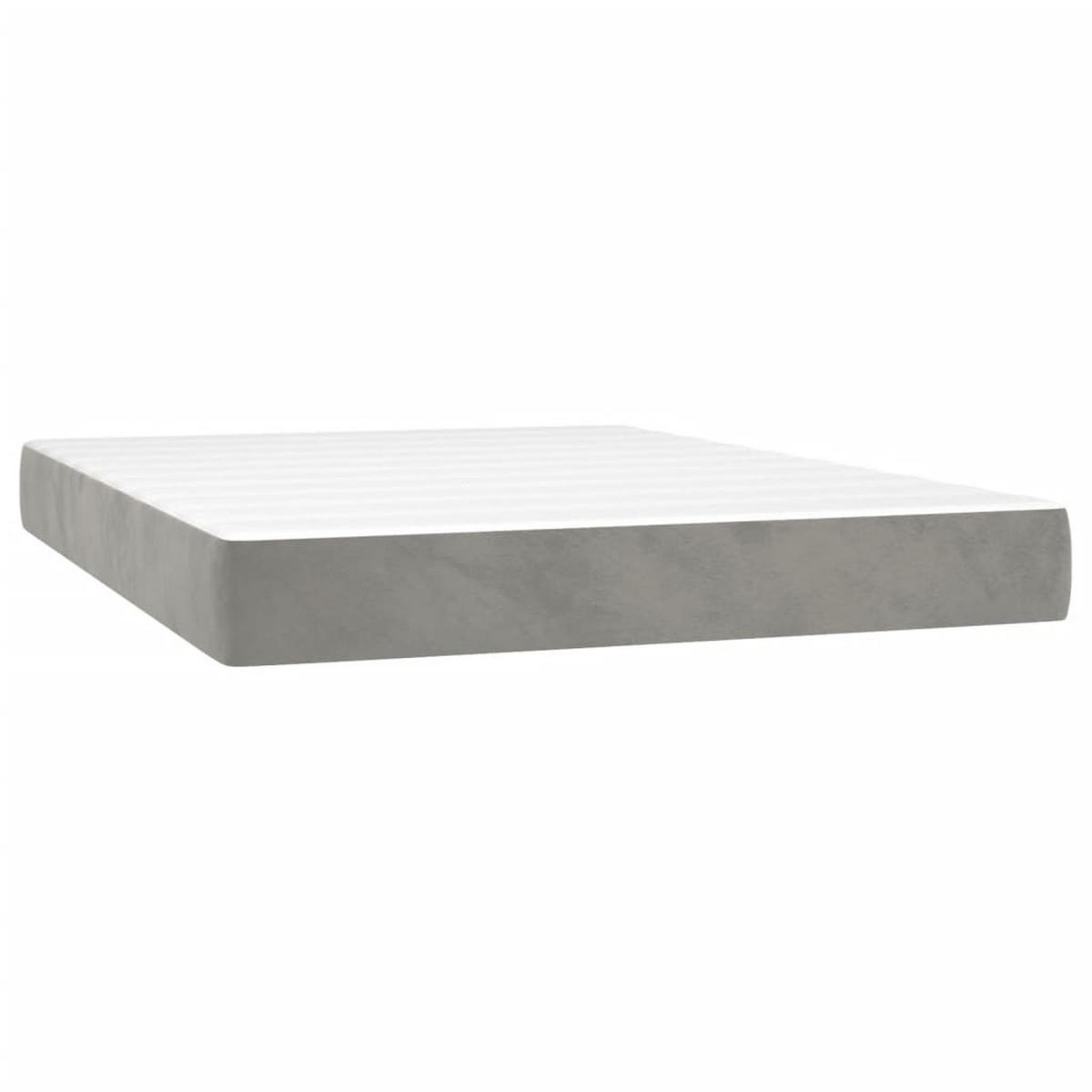 BOXSPRINGBETT MIT MATRATZE HELLGRAU 140X200 CM SAMT - Hellgrau, Holz/Textil (140/200cm) - vidaXL