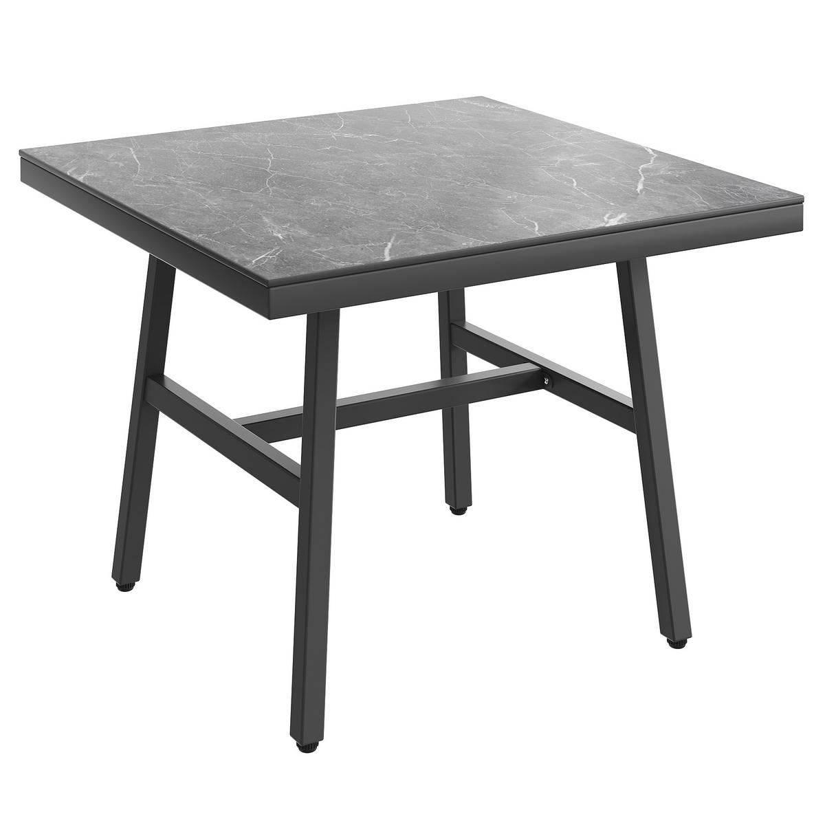 GARTENSETS aus Stahl 118x61x80cm Grau mit Glastisch & 8 cm Polstern - Grau, Metall - Modfu