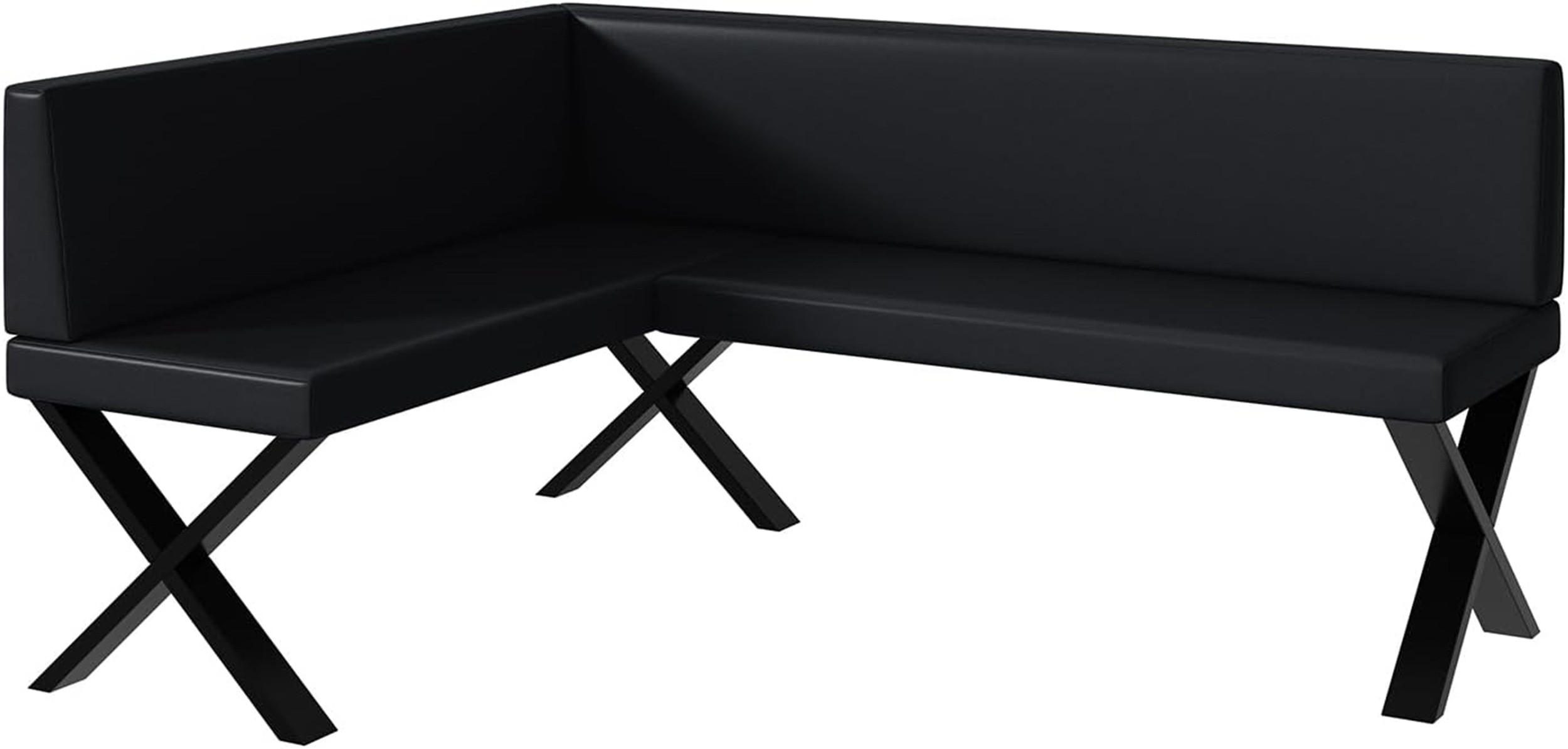 ECKBANK TONI_X - Schwarz, Leder (128/168cm) - Meblini