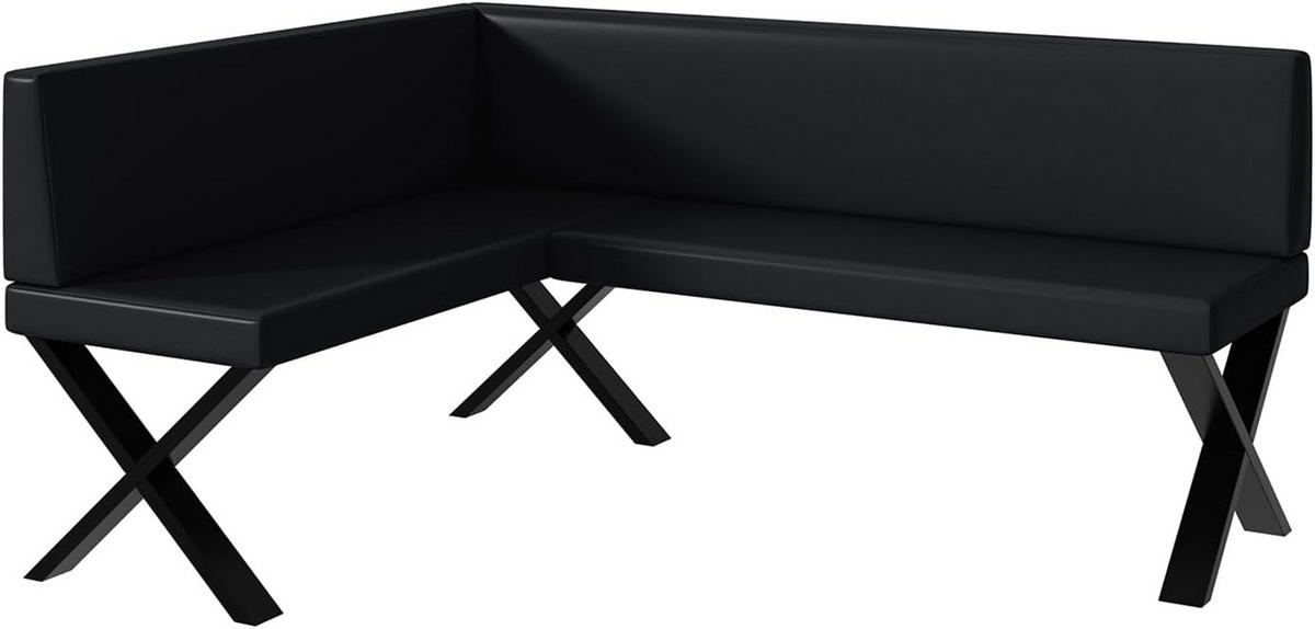 ECKBANK TONI_X - Schwarz, Leder (128/168cm) - Meblini