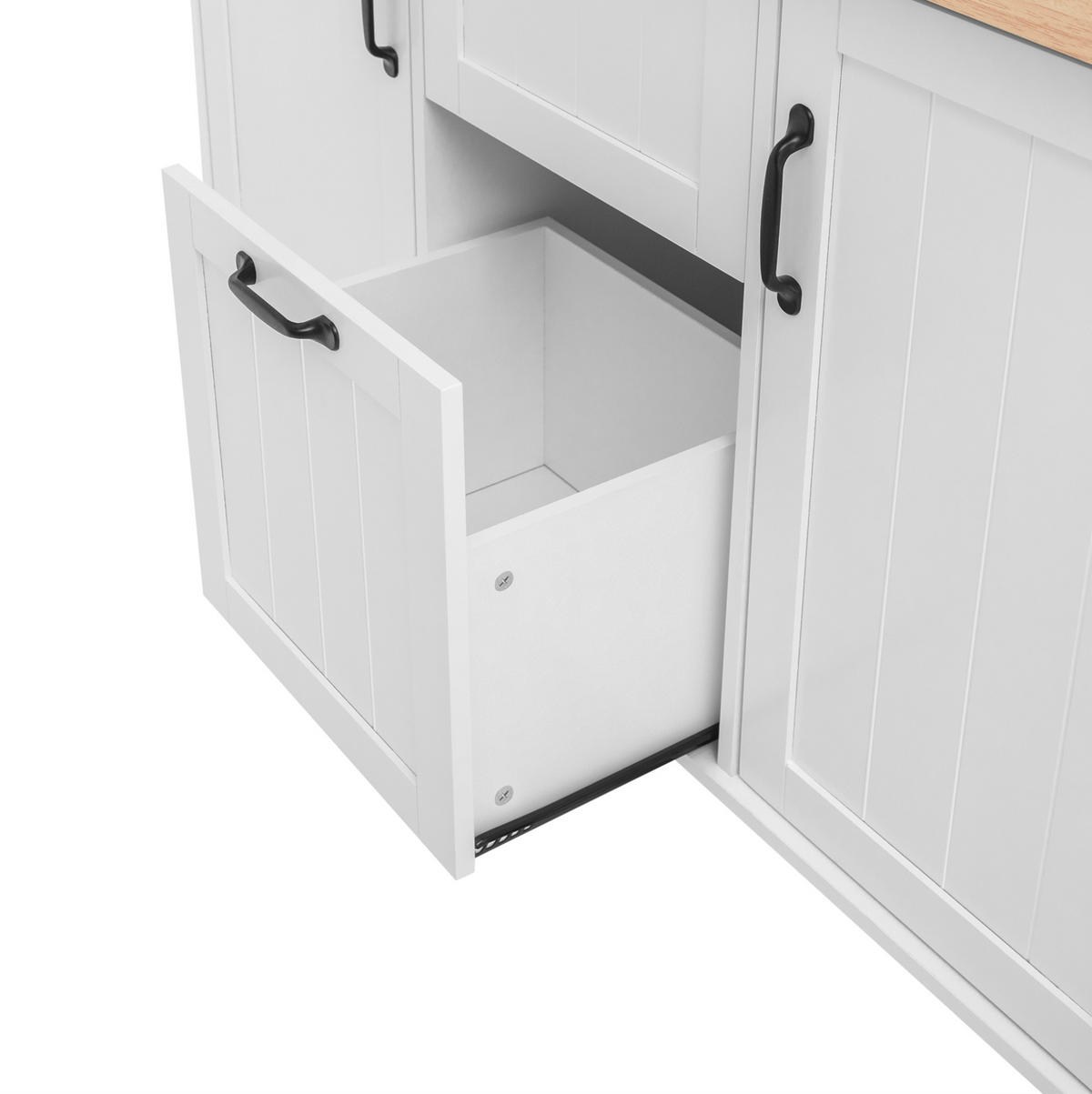 KÜCHENINSEL 120/92/40-60-80 cm Weiß/Natur aus MDF und PB mit klappbarer Arbeitsfläche - Weiß, Holzwerkstoff (80/92/120cm) - OKMYHOME