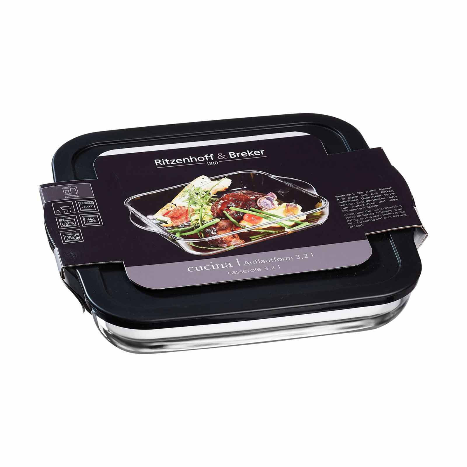 AUFLAUFFORM MIT FRISCHHALTEDECKEL Cucina schwarz 3,2 Liter - Schwarz, Glas (32/29/7cm) - Ritzenhoff Breker
