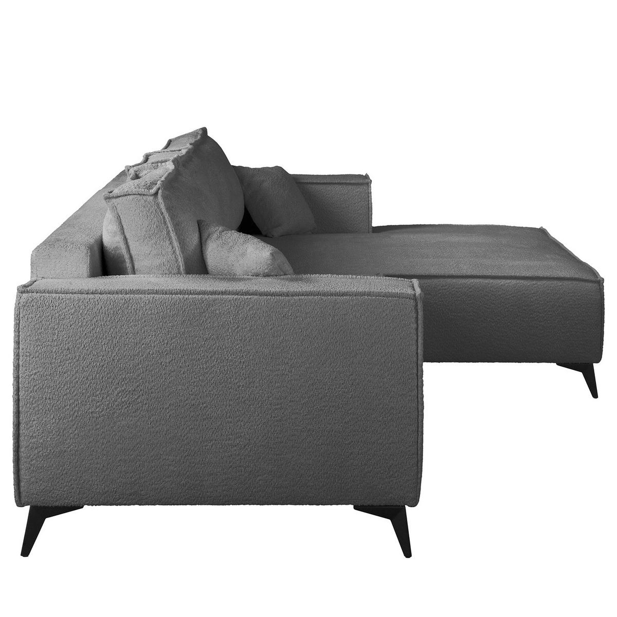 ECKSOFA mit Schlaffunktion - Silberfarben/Schwarz, Textil/Metall (294/185cm) - home24
