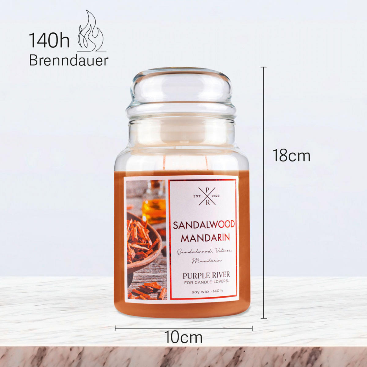 DUFTKERZE Purple River - Orange, Naturmaterialien/Glas (18cm)