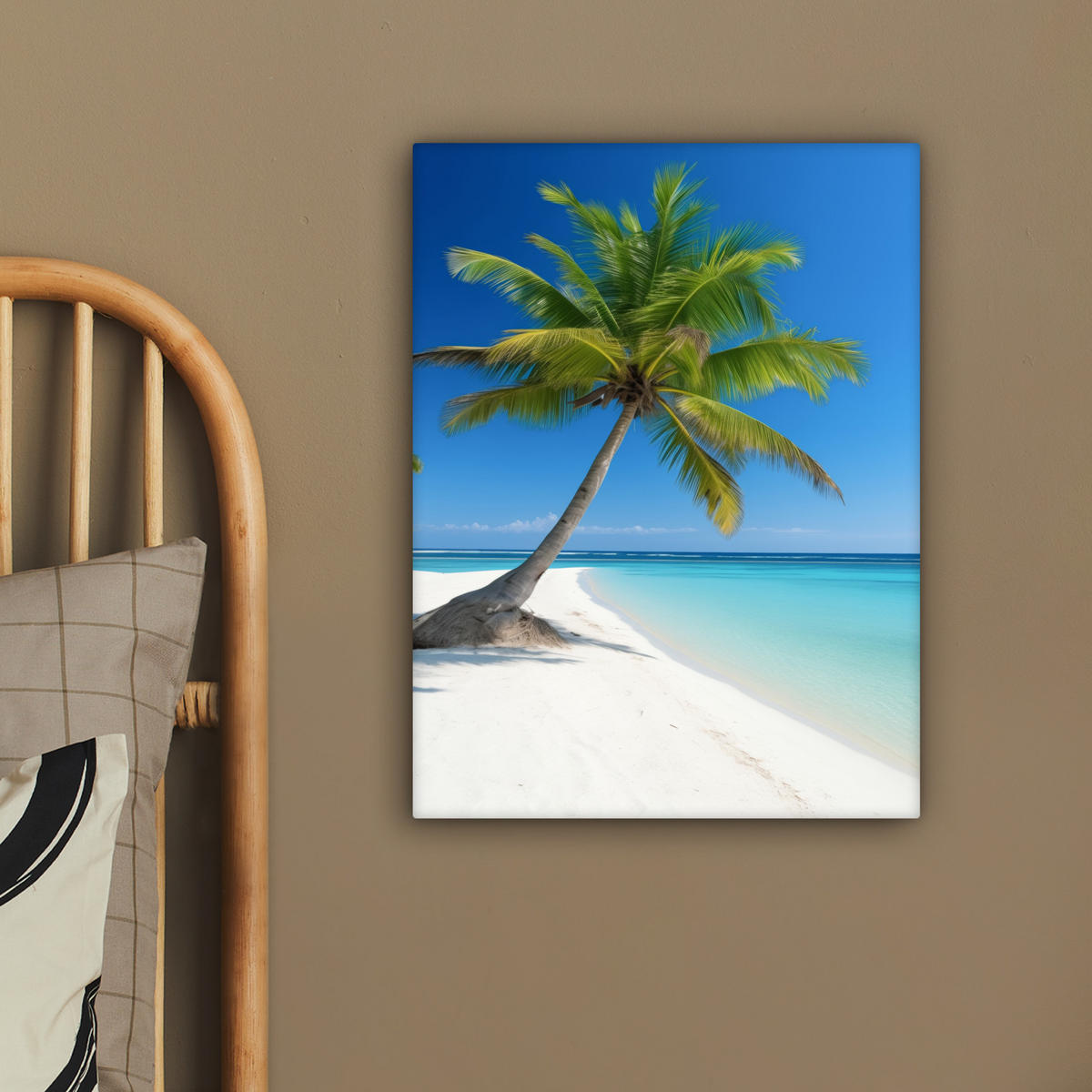 LEINWANDBILD Strand - Palme - Tropisch - Meer 30x40 cm - Grün, Textil (30/40cm) - MuchoWow