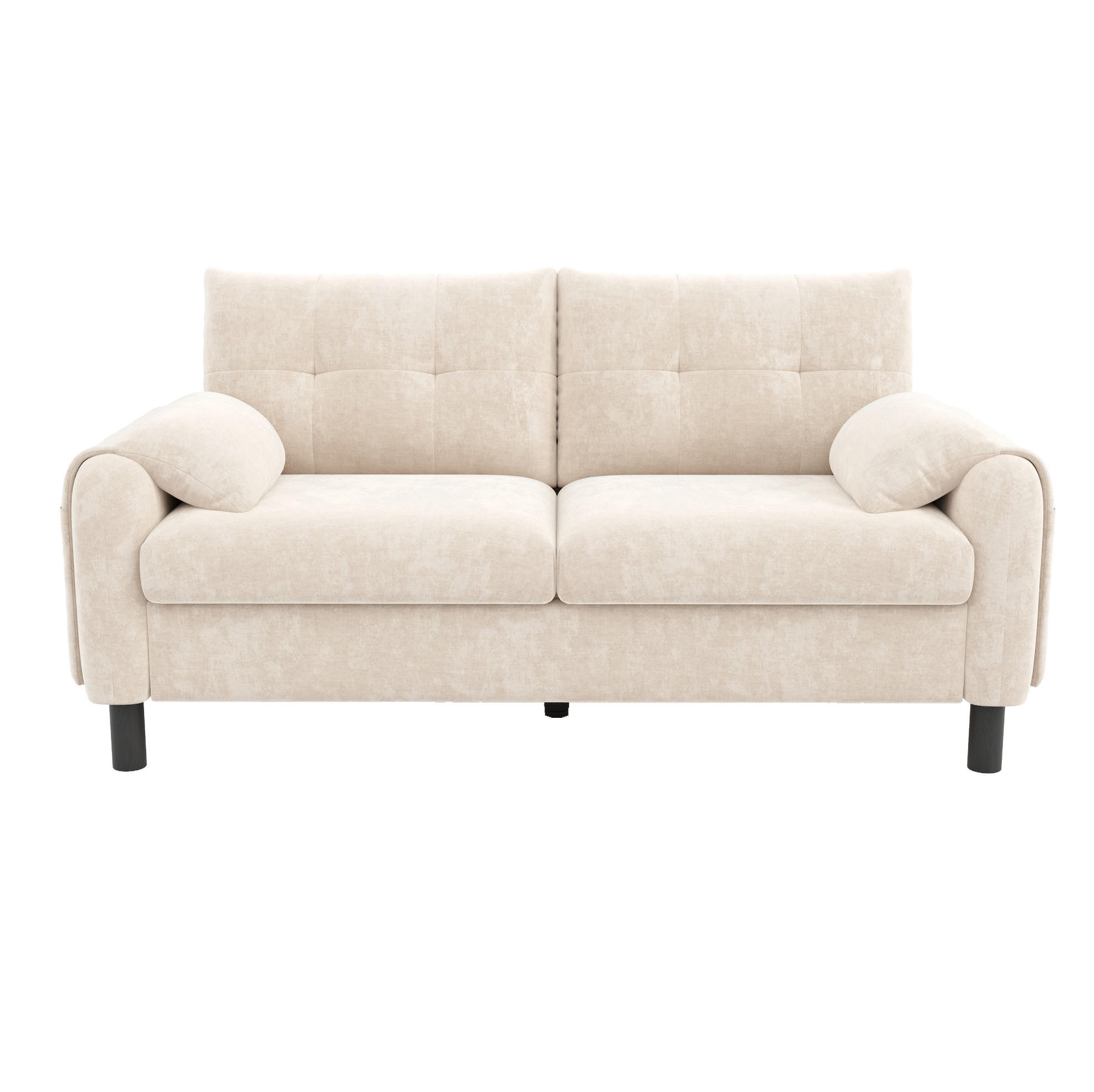 2-SITZER 158/80/88,5 cm Beige aus Chenille mit Seitentaschen - Beige, Textil (80/88.5/158cm) - OKWISH