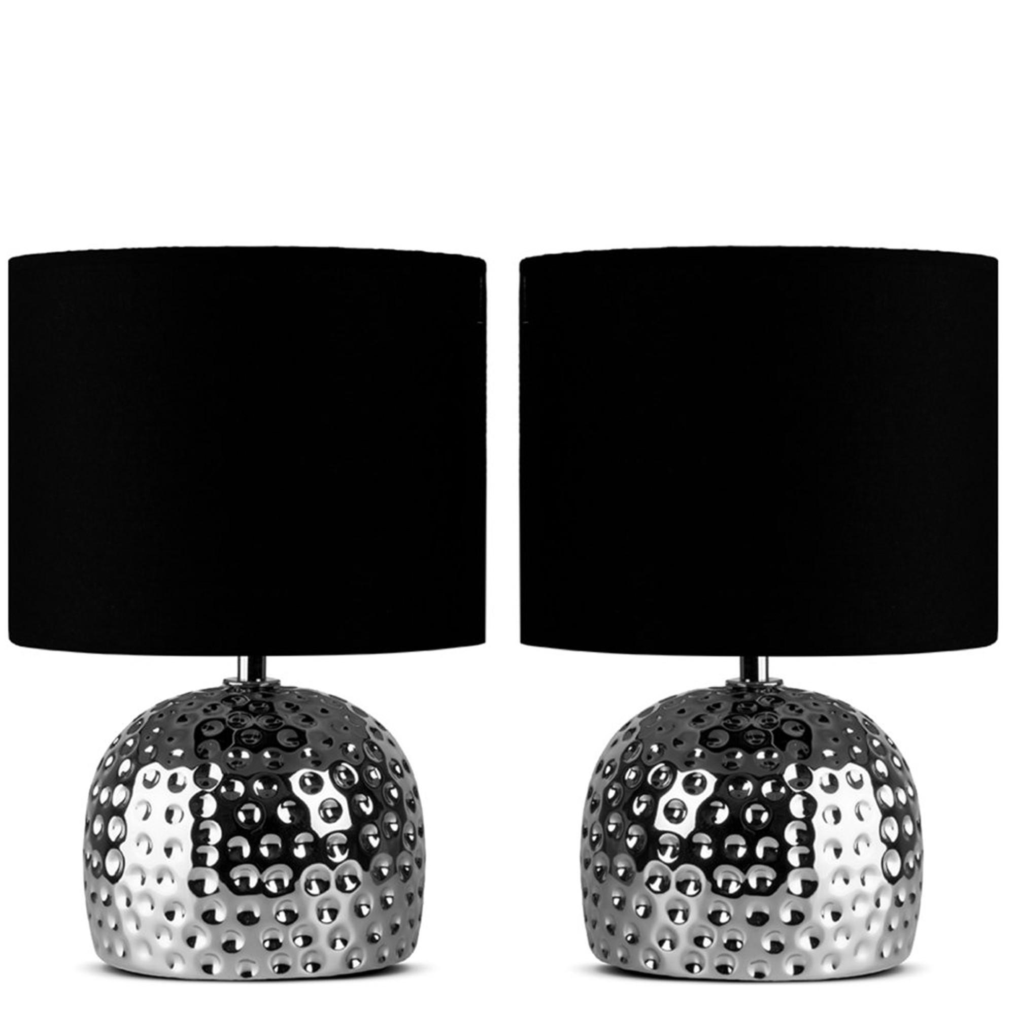 TISCHLAMPE FRAGI 2-er Set, Silber, Schwarz - Silberfarben, Keramik/Textil (20.5/21/30cm) - KONSIMO®
