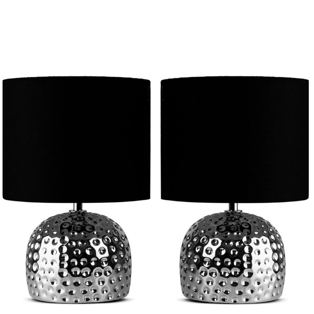 TISCHLAMPE FRAGI 2-er Set, Silber, Schwarz - Silberfarben, Keramik/Textil (20.5/21/30cm) - KONSIMO®