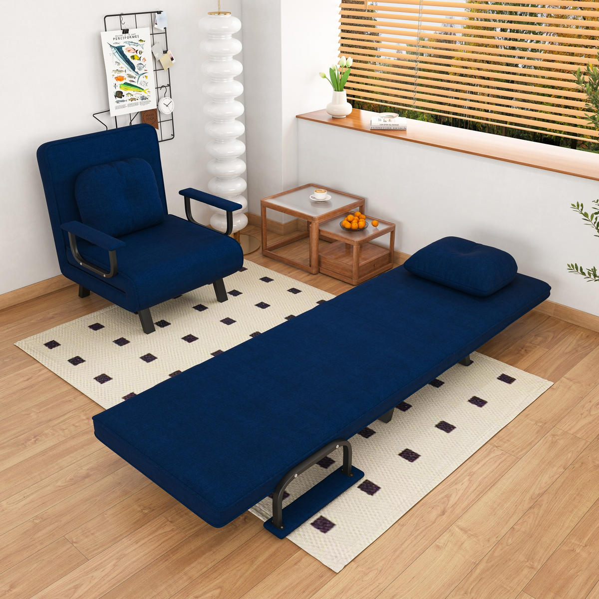 SCHLAFSESSEL 5-fach verstellbar mit Liegefunktion, DE-42425, Blau - Blau, Metall (60/79/60cm) - ComfortXL