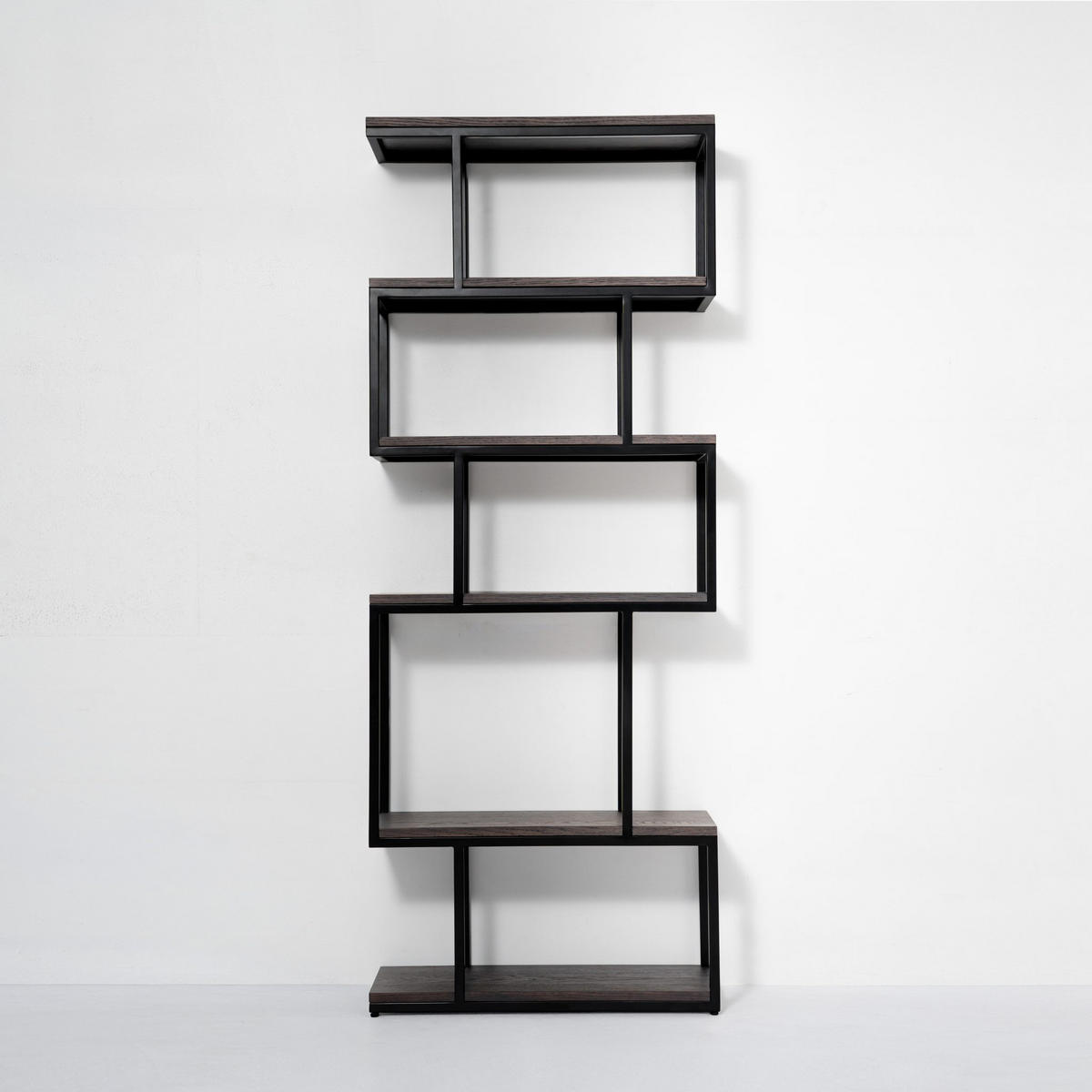 BÜCHERREGAL Wooden, Eiche Espresso, Metall Schwarz - Braun, Holz (70/179/30cm) - WOODEK