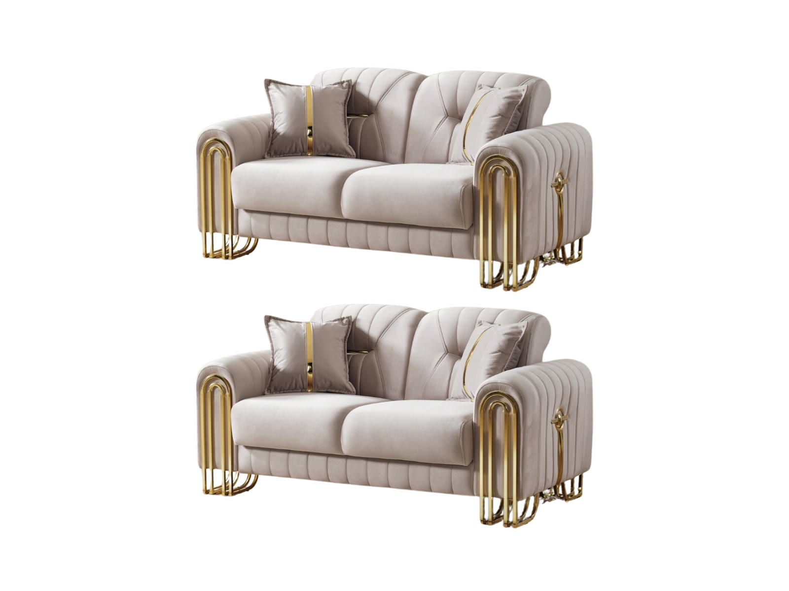 SITZGARNITUR Bogota, Beige Stellvariante 2+2 - Beige, Holzwerkstoff/Metall (175/87/98cm)
